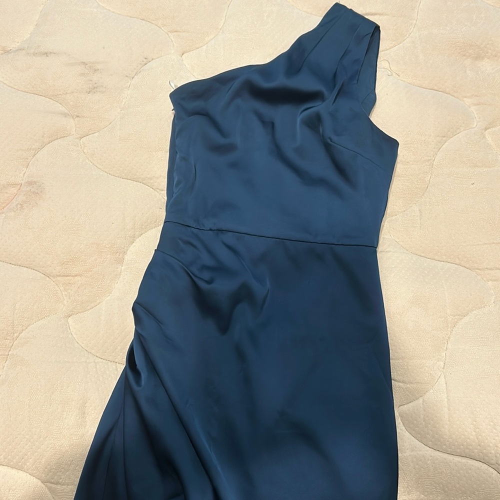 cute one shoulder blue dress!!